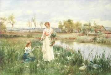 Alfred Glendening Painting - Springtime Alfred Glendening JR mother child idyllic